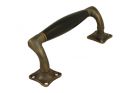 Poignée de porte 155 mm déportée laiton patiné bois d'ébène