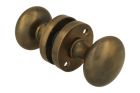 Bouton de porte double rond laiton patiné avec rosace ronde