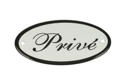 Geëmailleerd deurbordje "Privé" ovaal 100x50mm