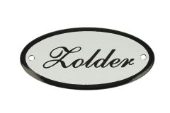 Geëmailleerd deurbordje "Zolder" ovaal 100x50mm