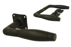 Deurklink messing zwart poedercoat strak model stel