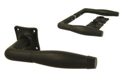 Deurklink (1932) strak messing poedercoat ebbenhout