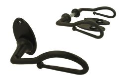 Deurklink opengewerkt, smeedijzer gepoedercoat ovaal rozet