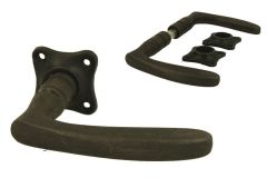 Deurklink strak gietijzer stel