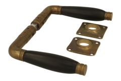 Deurklink messing verouderd ebbenhout stel (1926)