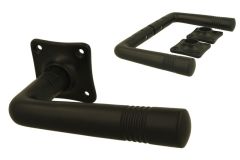 Deurklink messing zwart poedercoat stel (1915)