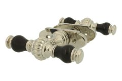 Deurklink T model kasteel messing vernikkeld ebbenhout stel