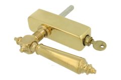 Draaikiep greep met slot (1890) ongelakt messing