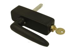 Draaikiep greep met slot dudok in gietijzer poedercoat