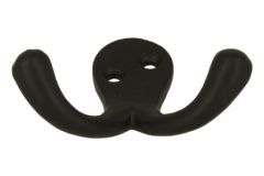 Dubbele kapstokhaak in gietijzer finish poedercoat