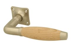 Enkele deurklink met rozet matnikkel beuken (1930)