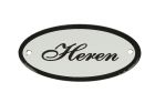 Plaque de porte ovale émaillée "Heren" 100x50 mm